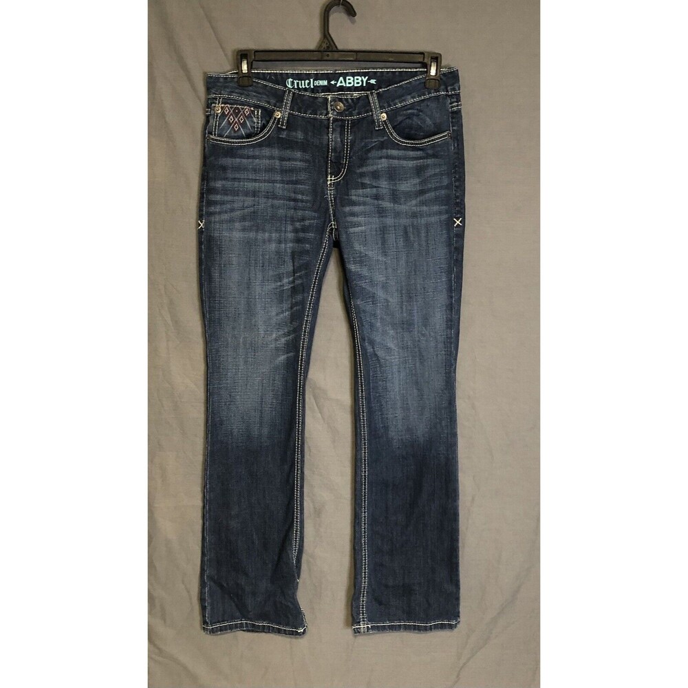 Cruel Jeans Women's Size 9 L30 Abby Straight Low Rise Medium Wash Blue Denim